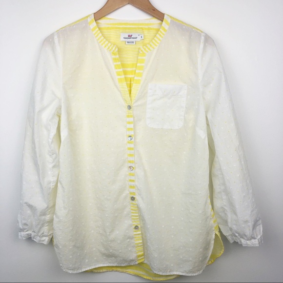 Vineyard Vines Yellow Stripe Button Up Blouse - Picture 8 of 8